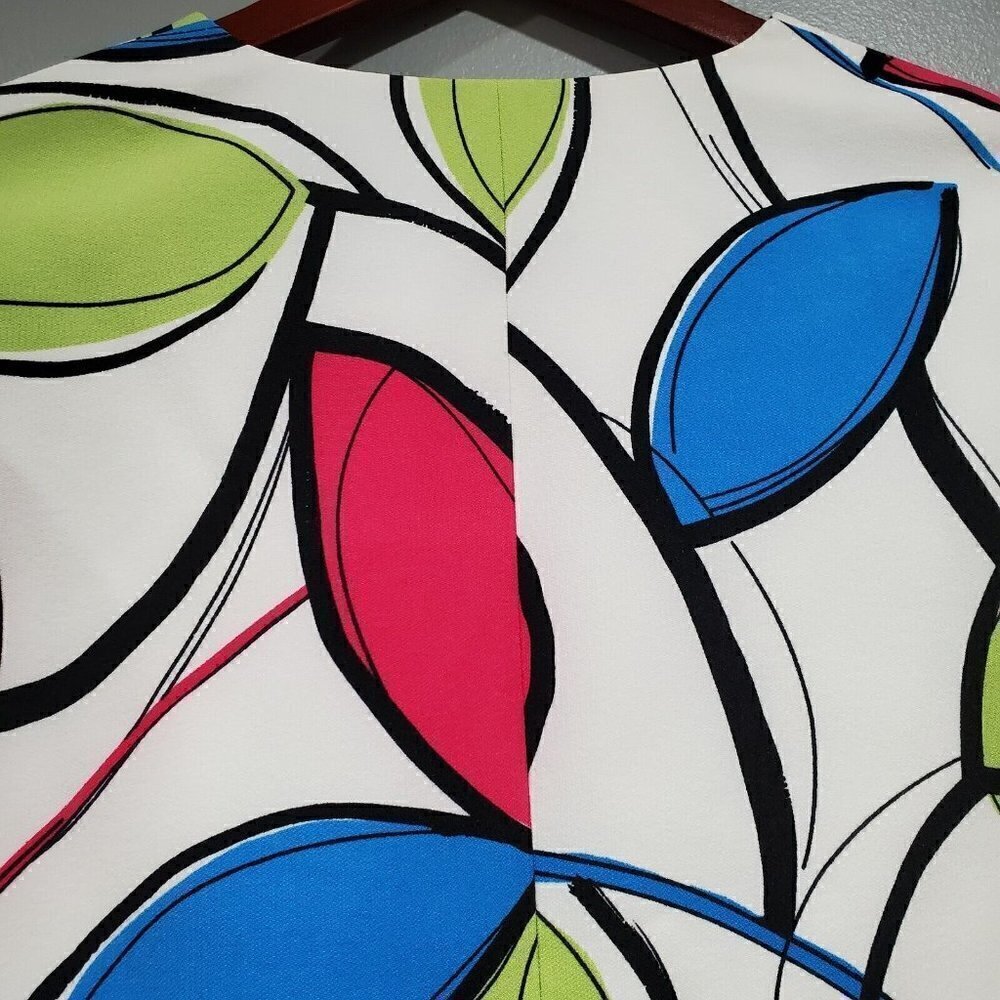 NWT Nine West Women's Printer Tie Wrap Topper Jacket Green Pink Blue Lined Sz 6 - Picture 14 of 16